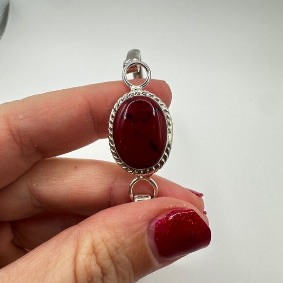 Sterling silver and red jasper hinge bracelet! - Picture 5 of 10